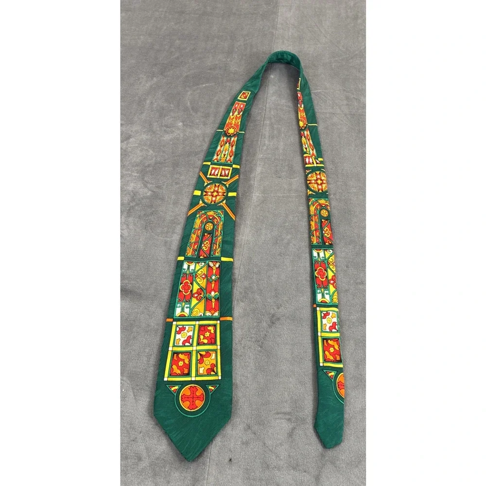 Rush Limbaugh Neck Tie 100% Silk Green Stained Glass Window Benefits Charity